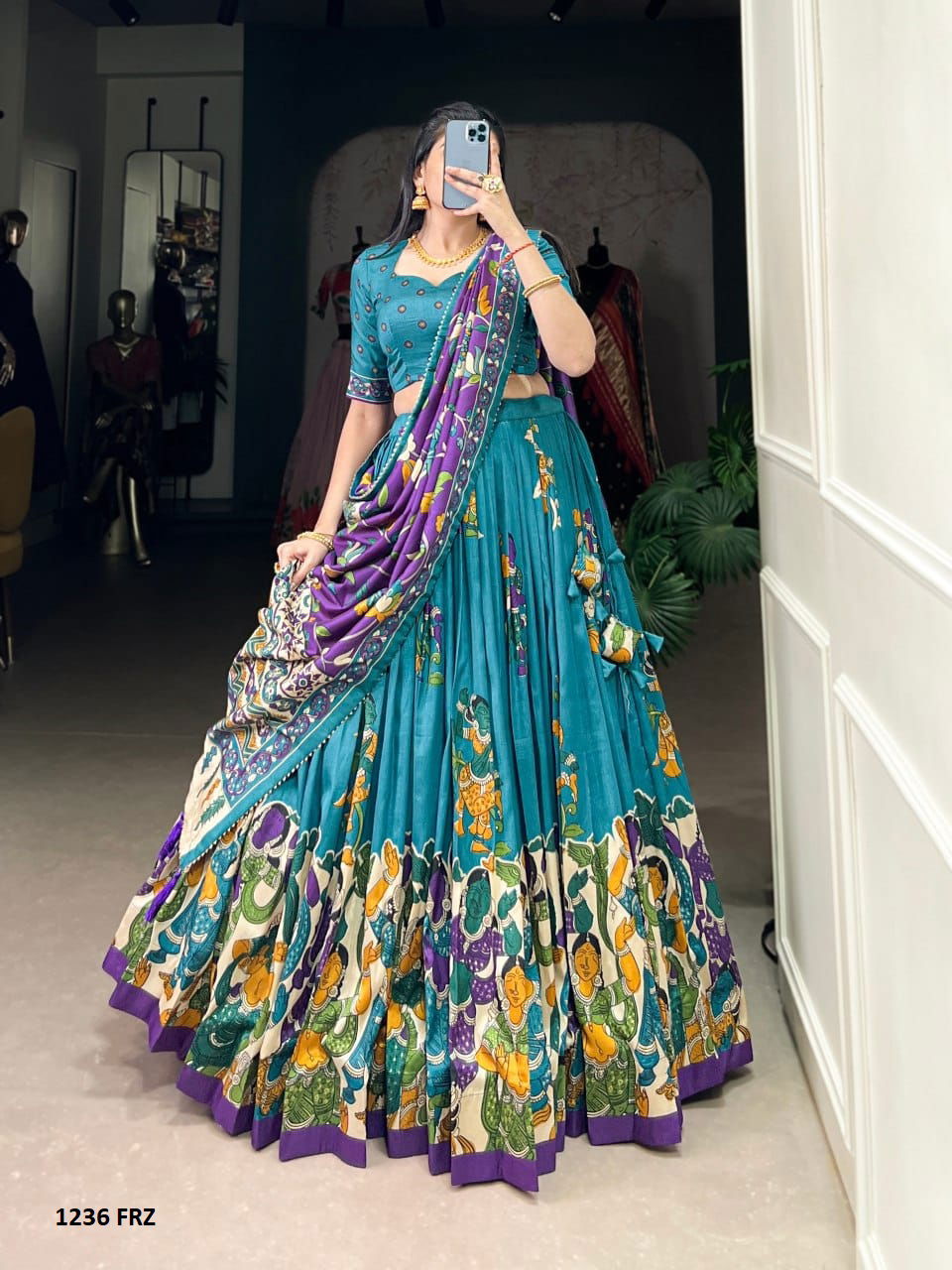 LNB 1236 Tussar Silk Printed Lehenga Choli Suppliers In India